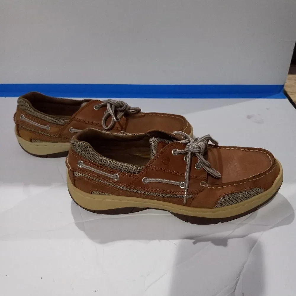 Magellan Outdoors Laguna Madre Tan Leather Boat Shoes Comfort